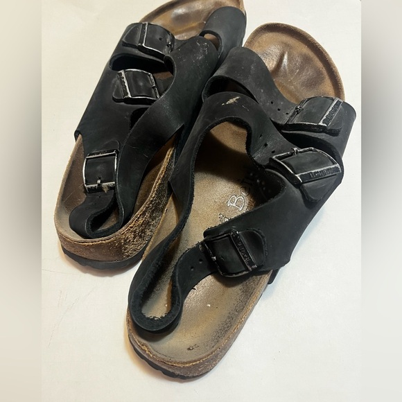 Birkenstock Betula Sandals Mens 11 Slingback Flats Black Leather - Picture 5 of 8